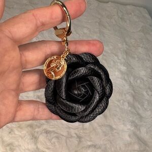 Black Keychain / bag charm, with bow, can attach to purse